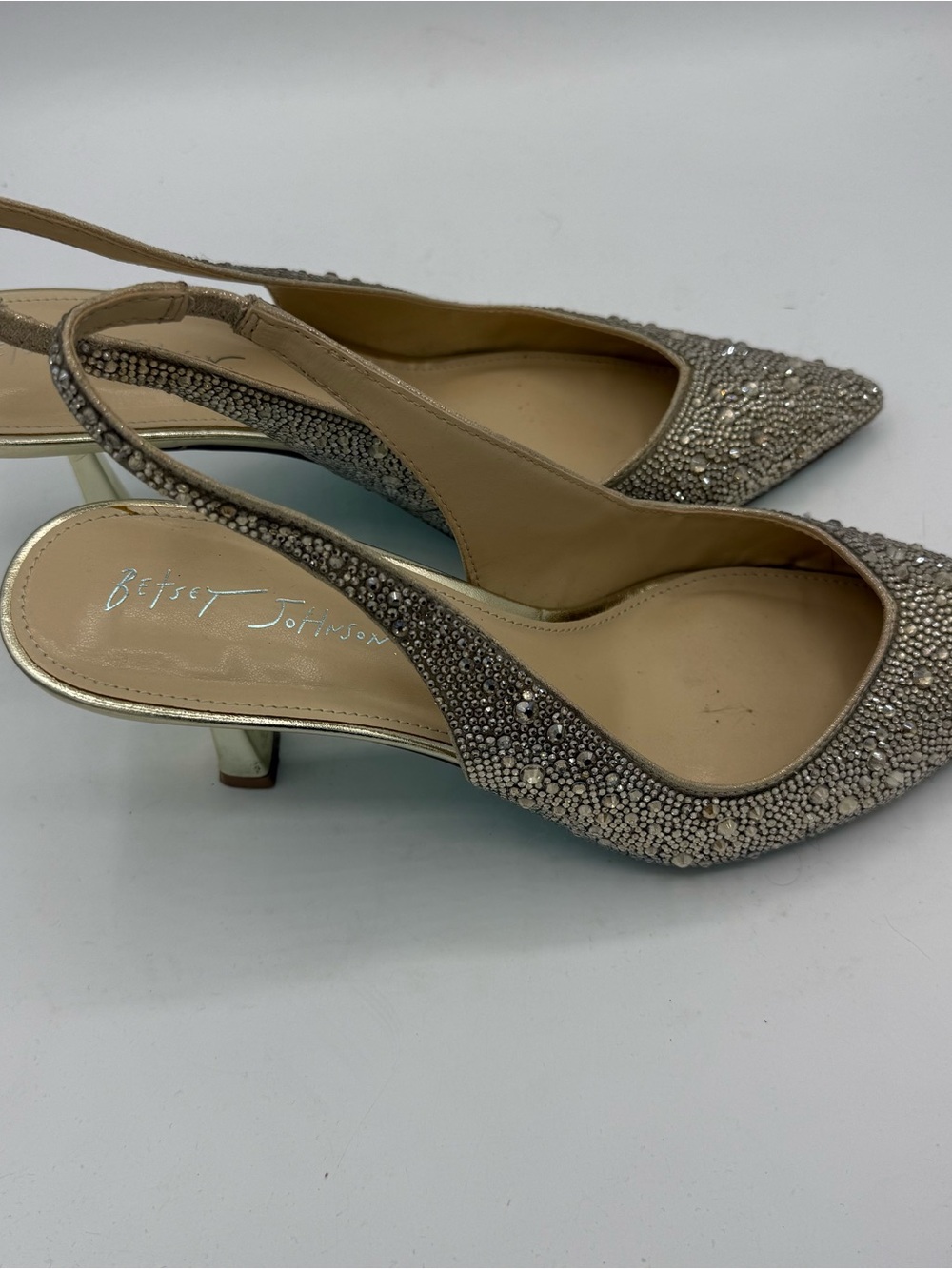 Betsey Johnson Clark Rhinestone Slingback Pumps Shoe Size 11 Pointed Toe Wedding - Picture 4 of 7